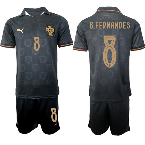 Men's Portugal 8 B.FERNANDES National Team FIFA x World Cup 2026 Away Gray On Eusebio special edition Jersey