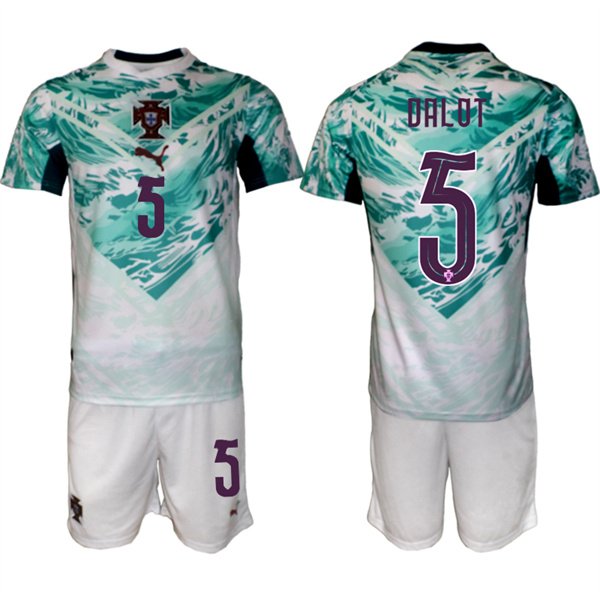 Men's Portugal Team 5 Diogo Dalot Green 2026 World Cup Away Soccer Jersey Suit Men's Portugal Team 5 Diogo Dalot Green 2026 World Cup Away Soccer Jersey Suit
