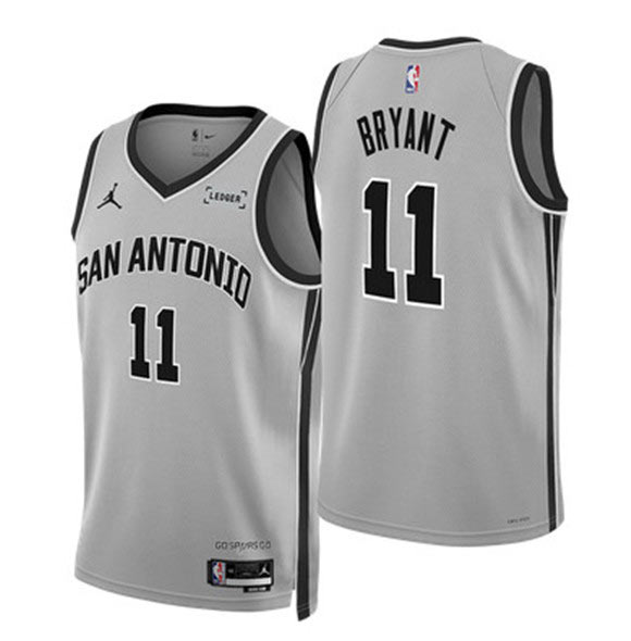 Men's San Antonio Spurs 11 Carter Bryant Silver 2025 26 Statement Edition Stitched Basketball Jersey