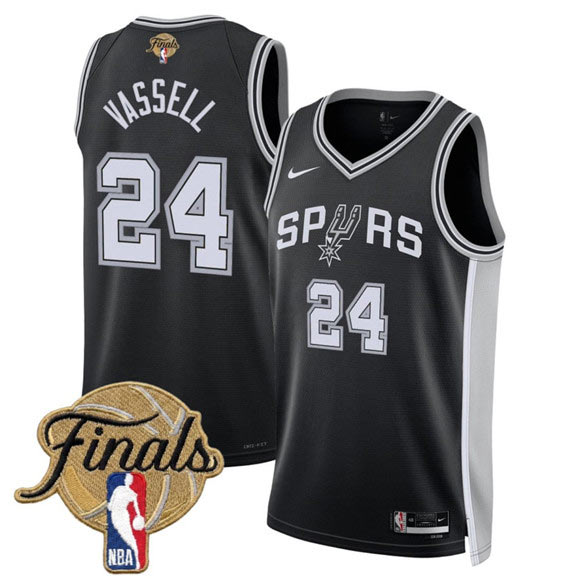 Men's San Antonio Spurs 24 Devin Vassell Black 2026 Finals Patch Icon Edition Stitched Basketball Jersey