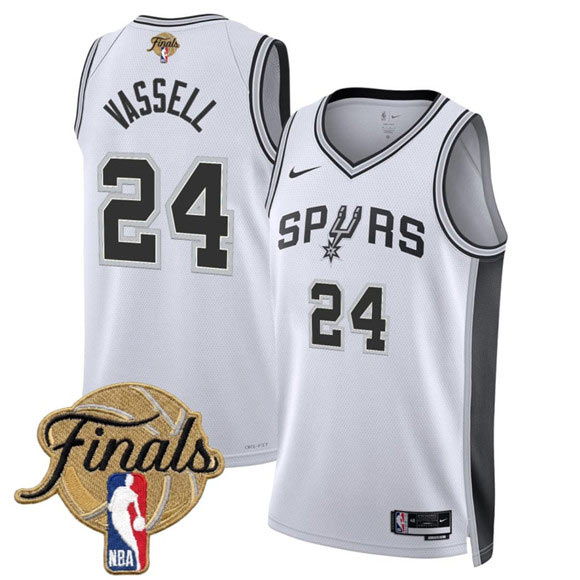 Men's San Antonio Spurs 24 Devin Vassell White 2026 Finals Patch Association Edition Stitched Basketball Jersey