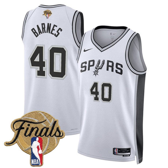 Men's San Antonio Spurs 40 Harrison Barnes White 2026 Finals Patch Association Edition Stitched Basketball Jersey