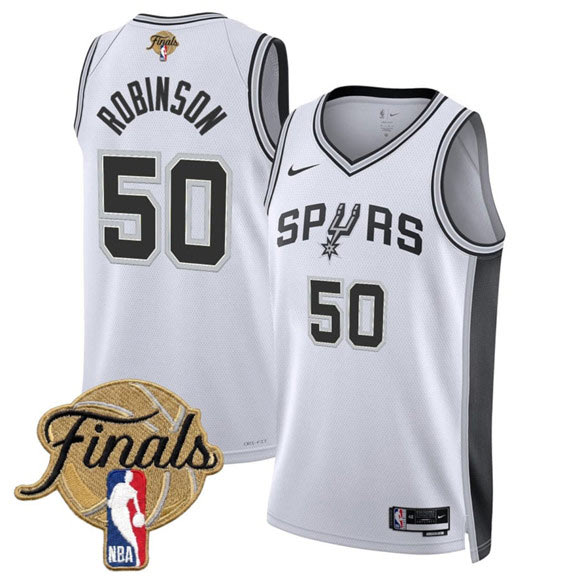 Men's San Antonio Spurs 50 David Robinson White 2026 Finals Patch Association Edition Stitched Basketball Jersey
