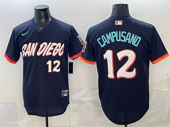 Men's San Diego Padres 12 Luis Campusano Obsidian 2026 City Connect Stadium Stitched Baseball Jersey