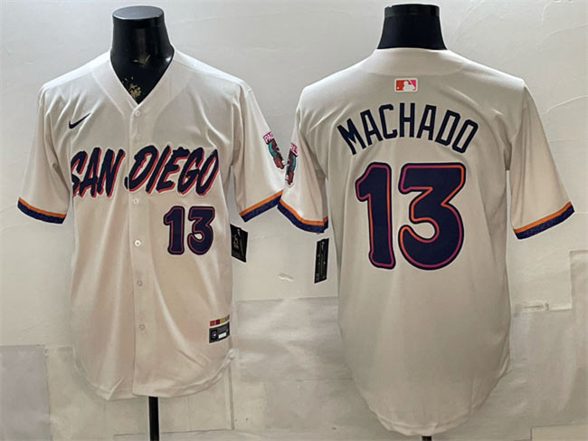 Men's San Diego Padres 13 Manny Machado Cream 2026 City Connect Stadium Stitched Baseball Jersey