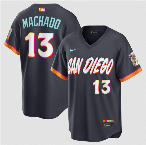 Men's San Diego Padres 13 Manny Machado Obsidian 2026 City Connect Stadium Limited Stitched Baseball Jersey