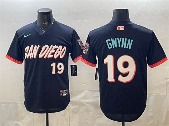 Men's San Diego Padres 19 Tony Gwynn Obsidian 2026 City Connect Stadium Stitched Baseball Jersey