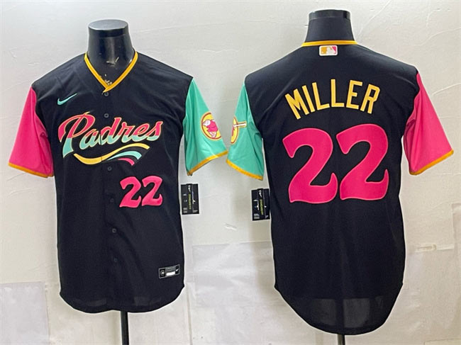 Men's San Diego Padres 22 Mason Miller 2022 Black City Connect Cool Base Stitched Baseball Jersey