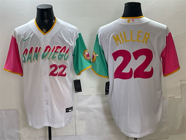 Men's San Diego Padres 22 Mason Miller 2022 White City Connect Cool Base Stitched Baseball Jersey