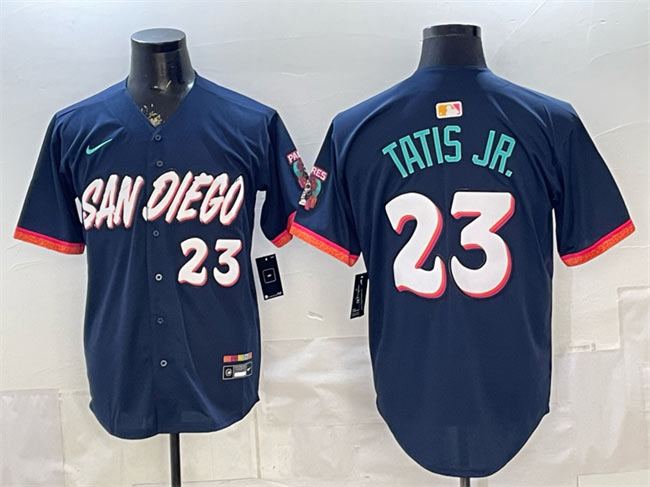 Men's San Diego Padres 23 Fernando Tatis Jr. Obsidian 2026 City Connect Limited Stitched Baseball Jersey
