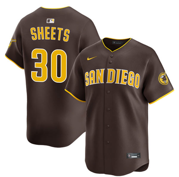 Men's San Diego Padres 30 Gavin Sheets Brown 2026 Road Limited Stitched Baseball Jersey