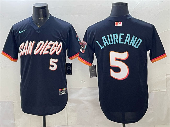 Men's San Diego Padres 5 Ramon Laureano Obsidian 2026 City Connect Stadium Stitched Baseball Jersey