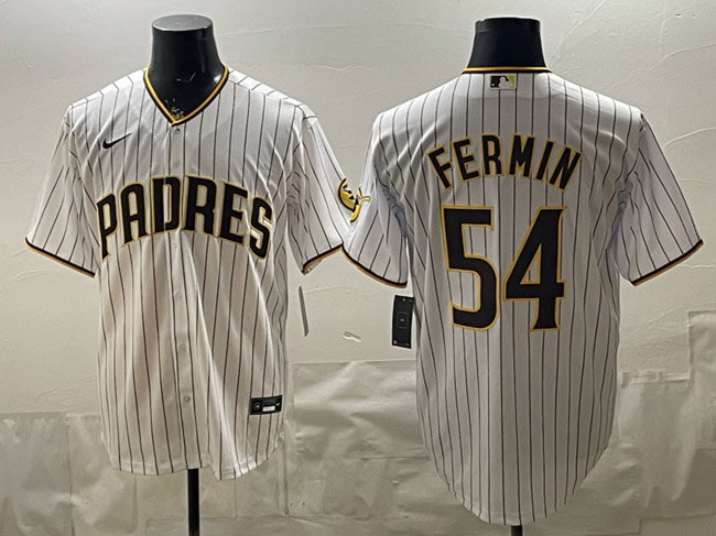Men's San Diego Padres 54 Freddy Fermin White Cool Base Stitched Baseball Jersey