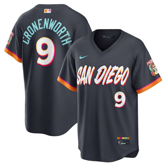 Men's San Diego Padres 9 Jake Cronenworth Obsidian 2026 City Connect Stadium Limited Stitched Baseball Jersey