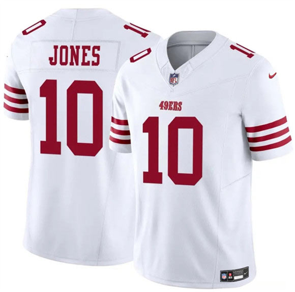Men's San Francisco 49ers 10 Mac Jones White 2025 F.U.S.E. Vapor Untouchable Limited Football Stitched Jersey