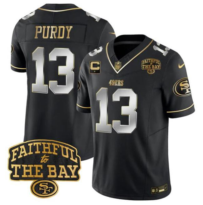 Men's San Francisco 49ers 13 Brock Purdy Black 2025 F.U.S.E. 1 Star C With Faithful To The Bay Patch Limited V8 Football Stitched Jersey