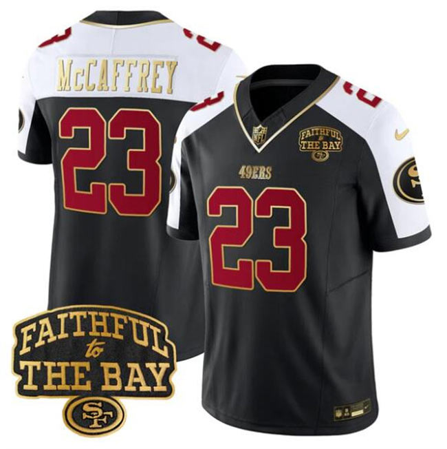 Men's San Francisco 49ers 23 Christian McCaffrey Black Alternate 2025 F.U.S.E. Faithful To The Bay Patch Limited V8 Football Stitched Jersey