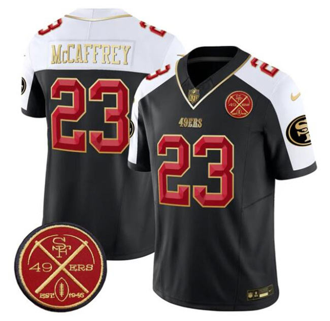 Men's San Francisco 49ers 23 Christian McCaffrey Black Alternate F.U.S.E. Est.1946 Patch Vapor Limited Football Stitched Jersey