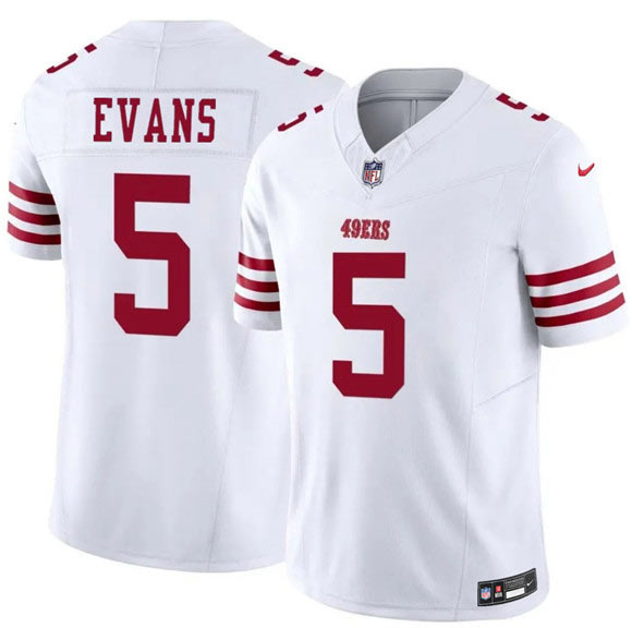 Men's San Francisco 49ers 5 Mike Evans White 2026 F.U.S.E. Vapor Untouchable Limited Football Stitched Jersey