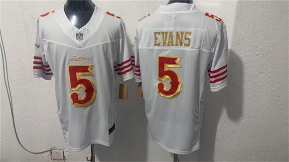 Men's San Francisco 49ers 5 Mike Evans White Gold 2026 F U S E Rivalries Vapor Limited Football Stitched Jersey Men's San Francisco 49ers 5 Mike Evans White Gold 2026 F U S E Rivalries Vapor Limited Football Stitched Jersey