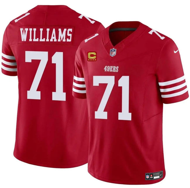 Men's San Francisco 49ers 71 Trent Williams Red 2025 F.U.S.E. With 4 Star C Patch Vapor Untouchable Limited Stitched Football Jersey