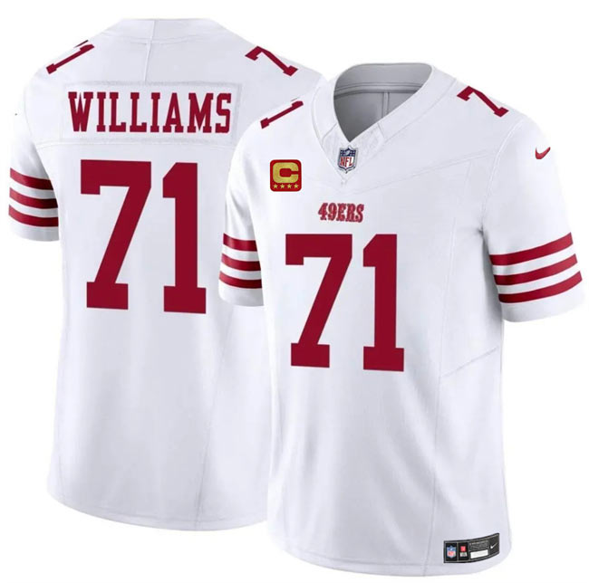 Men's San Francisco 49ers 71 Trent Williams White 2025 F.U.S.E. With 4 Star C Patch Vapor Untouchable Limited Stitched Football Jersey