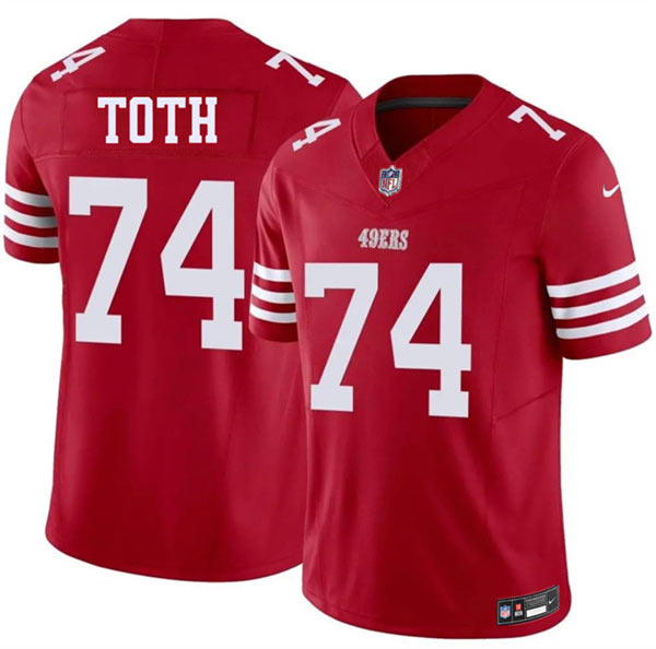 Men's San Francisco 49ers 74 Brett Toth Red 2026 F.U.S.E. Vapor Untouchable Limited Football Stitched Jersey