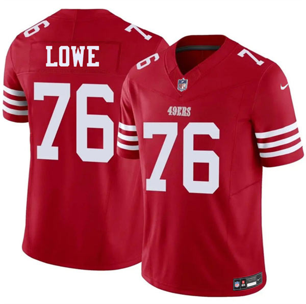 Men's San Francisco 49ers 76 Vederian Lowe Red 2026 F.U.S.E. Vapor Untouchable Limited Football Stitched Jersey