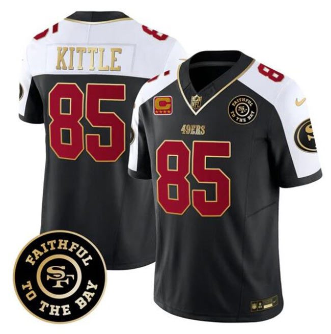 Men's San Francisco 49ers 85 George kittle Black Alternate F.U.S.E. 3 Star C With Faithful To The Bay Patch Vapor Limited Football Stitched Jersey