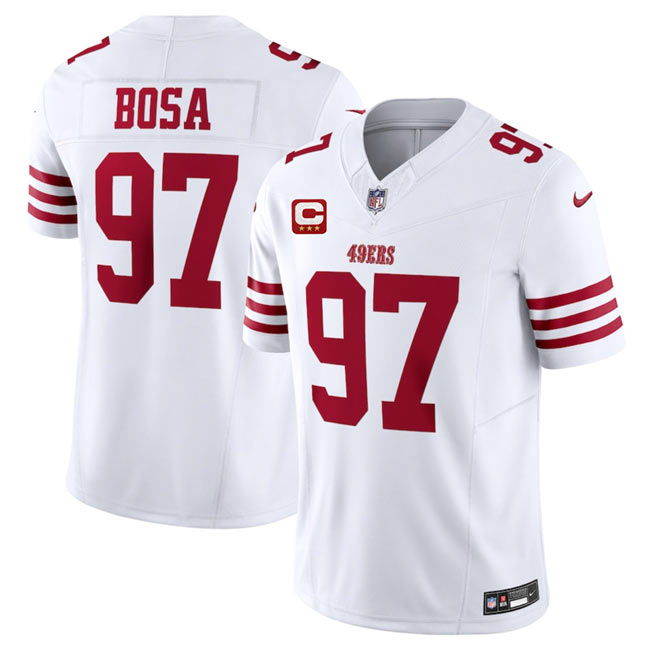 Men's San Francisco 49ers 97 Nick Bosa White 2025 F.U.S.E. With 3 Star C Patch Vapor Untouchable Limited Stitched Football Jersey