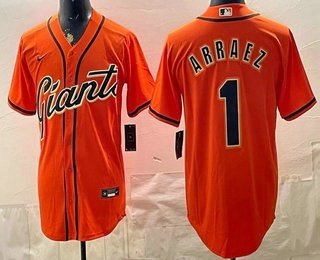Men's San Francisco Giants 1 Luis Arraez Orange Cool Base Stitched Jersey Men's San Francisco Giants 1 Luis Arraez Orange Cool Base Stitched Jersey