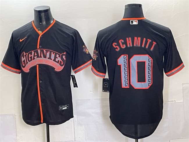 Men's San Francisco Giants 10 Casey Schmitt Black 2026 Alternate Stadium Stitched Baseball Jersey Men's San Francisco Giants 10 Casey Schmitt Black 2026 Alternate Stadium Stitched Baseball Jersey