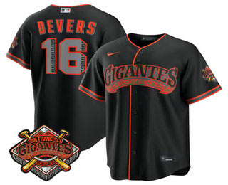 Men's San Francisco Giants 16 Rafael Devers Black 2026 Alternate Stadium Stitched Jersey