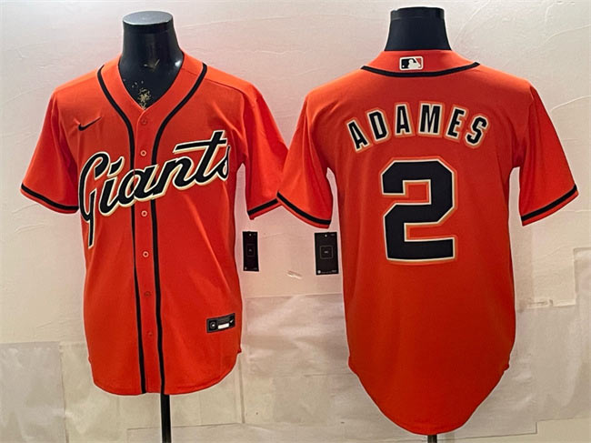 Men's San Francisco Giants 2 Willy Adames Orange Cool Base Stitched Baseball Jersey