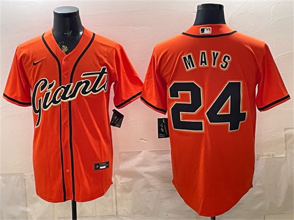 Men's San Francisco Giants 24 Willie Mays Orange Cool Base Stitched Baseball Jersey Men's San Francisco Giants 24 Willie Mays Orange Cool Base Stitched Baseball Jersey