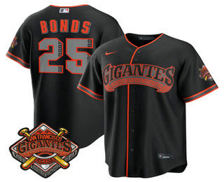 Men's San Francisco Giants 25 Barry Bonds Black 2026 Alternate Stadium Stitched Jersey