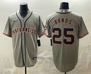 Men's San Francisco Giants 25 Barry Bonds Gray Cool Base Jersey