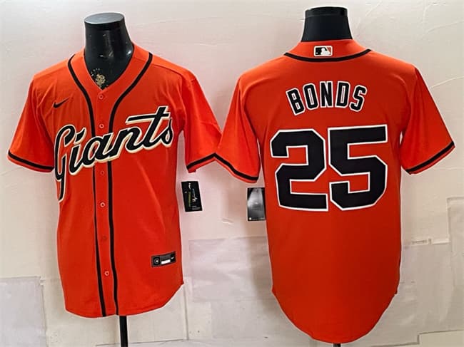 Men's San Francisco Giants 25 Barry Bonds Orange Cool Base Stitched Baseball Jersey Men's San Francisco Giants 25 Barry Bonds Orange Cool Base Stitched Baseball Jersey