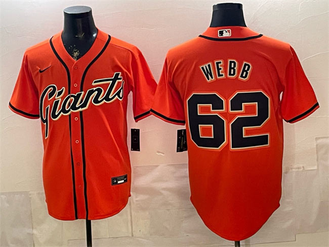 Men's San Francisco Giants 62 Logan Webb Orange Cool Base Stitched Baseball Jersey