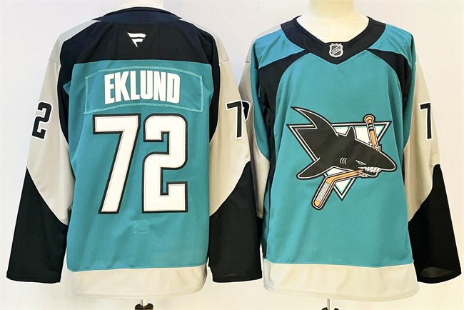 Men's San Jose Sharks 72 William Eklund Teal 2025 Alternate Stitched Hockey Jersey