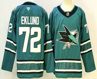 Men's San Jose Sharks 72 William Eklund Teal Authentic Jersey