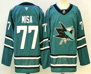 Men's San Jose Sharks 77 Michael Misa Teal Authentic Jersey