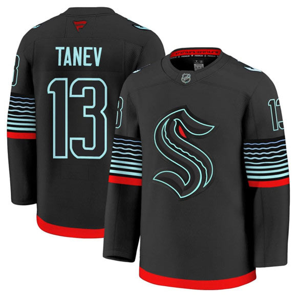 Men's Seattle Kraken 13 Brandon Tanev Black Alternate Stitched Hockey Jersey