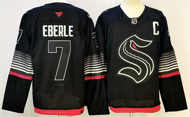 Men's Seattle Kraken 7 Jordan Eberle Black 2026 Alternate Stitched Hockey Jersey