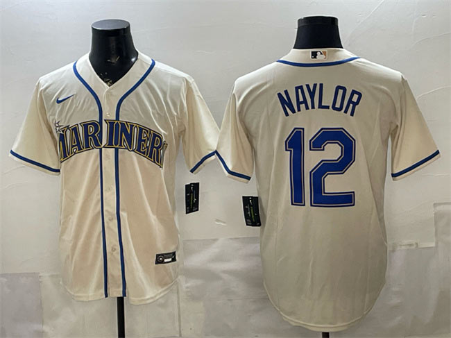 Men's Seattle Mariners 12 Josh Naylor Cream Alternate Stitched Baseball Jersey
