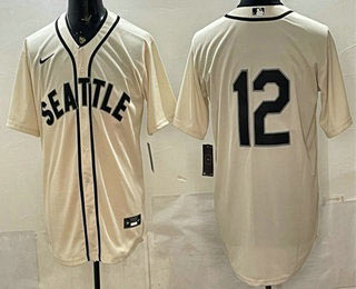 Men's Seattle Mariners 12 Josh Naylor Cream Alternate Stitched Jersey Men's Seattle Mariners 12 Josh Naylor Cream Alternate Stitched Jersey