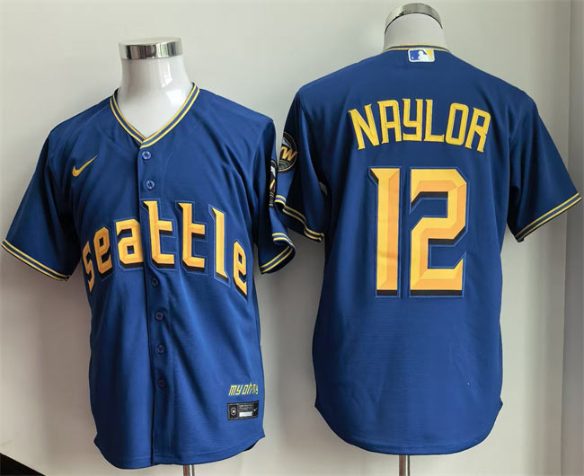 Men's Seattle Mariners 12 Josh Naylor Royal 2025 Cool Base Stitched jersey