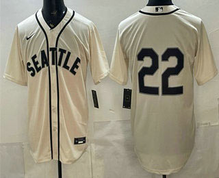 Men's Seattle Mariners 22 Bryan Woo Cream Alternate Stitched Jersey Men's Seattle Mariners 22 Bryan Woo Cream Alternate Stitched Jersey