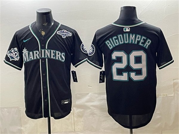 Men's Seattle Mariners 29 Big Dumper 50th Anniversary Black Out Style Vapor Premier Limited Stitched Baseball Jersey Men's Seattle Mariners 29 Big Dumper 50th Anniversary Black Out Style Vapor Premier Limited Stitched Baseball Jersey