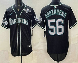 Men's Seattle Mariners 56 Randy Arozarena 50th Black Out Style Vapor Premier Limited Jersey Men's Seattle Mariners 56 Randy Arozarena 50th Black Out Style Vapor Premier Limited Jersey